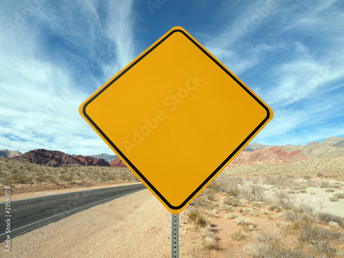 Blank desert highway sign.