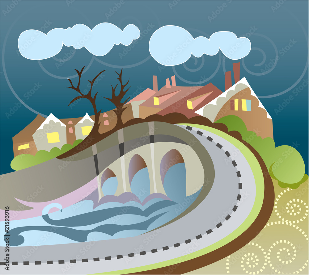 Naklejka premium England landscape, village