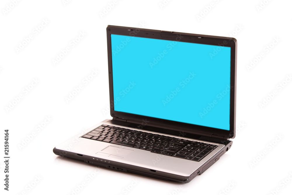 laptop with blue gradient on screen. Isolated on white backgroun laptop with blue gradient on screen. Isolated on white backgroun