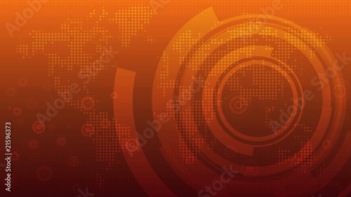 Global technology abstract background on orange photo