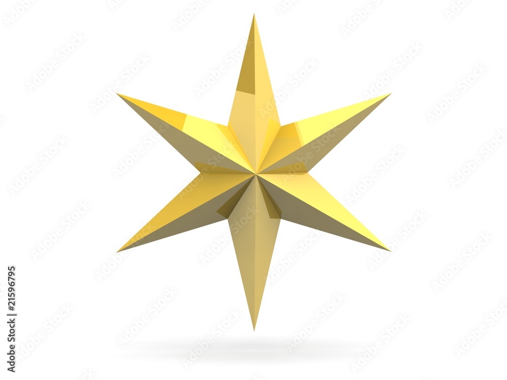 Fototapeta premium Gold Christmas star isolated over a white background