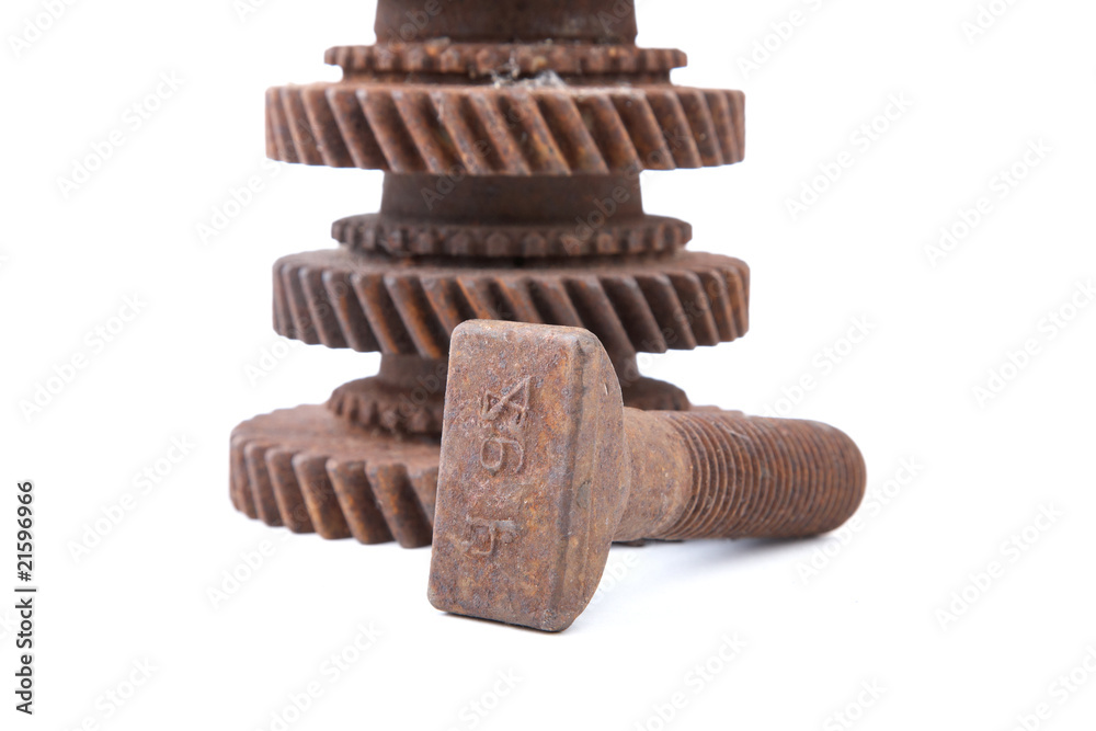 Rusty gears on a white background Rusty gears on a white background
