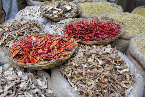 Spices at the indian spice market in Delhi