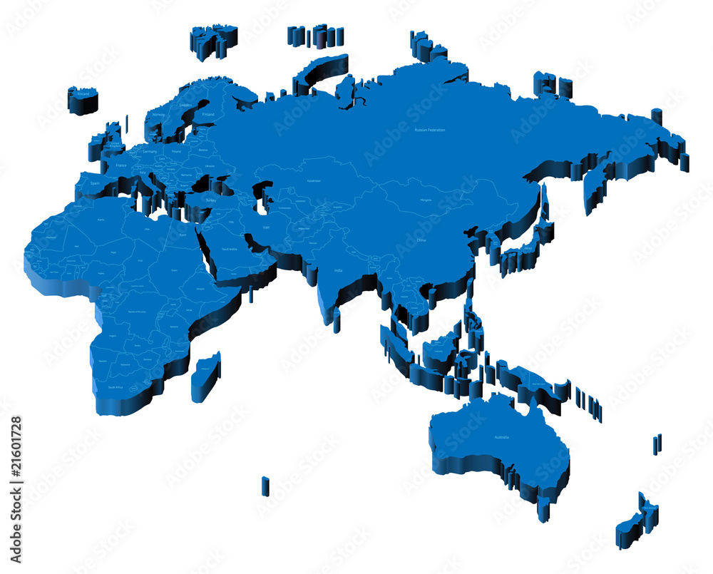 Map Of Eurasia And Africa 3D Map Of Eurasia, Africa And Australia Stock Vector | Adobe Stock