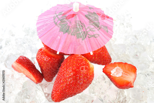 strawberries under umbrella photo