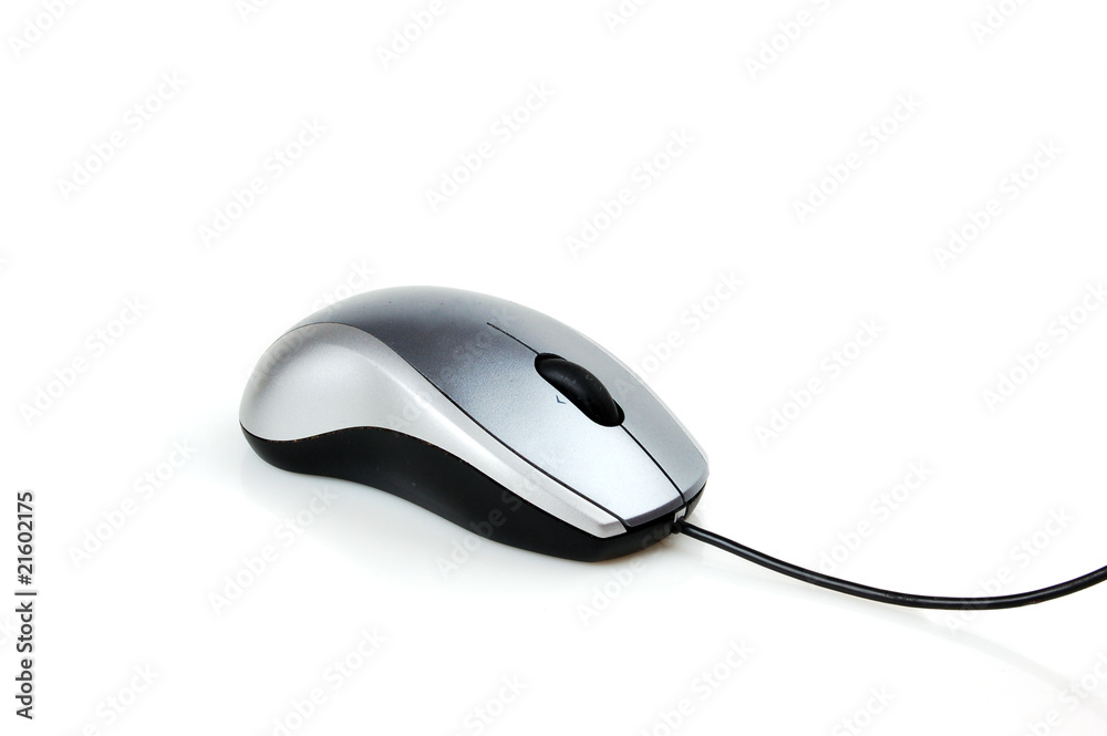 gray computer mouse with cable on white background .... gray computer mouse with cable on white background ....