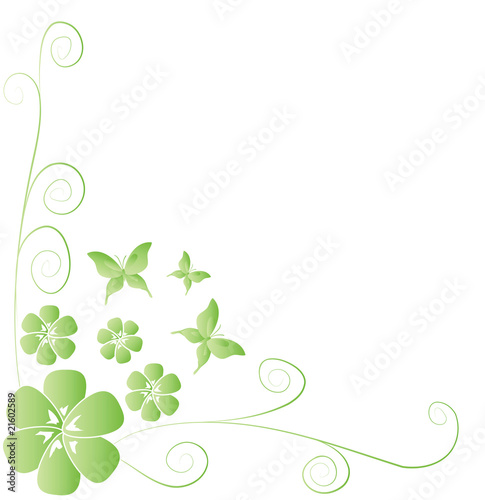 vector background with flowers and butterfly
