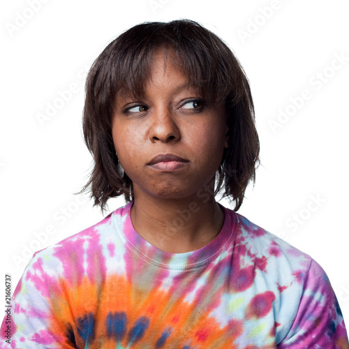 African American woman looking sideways
