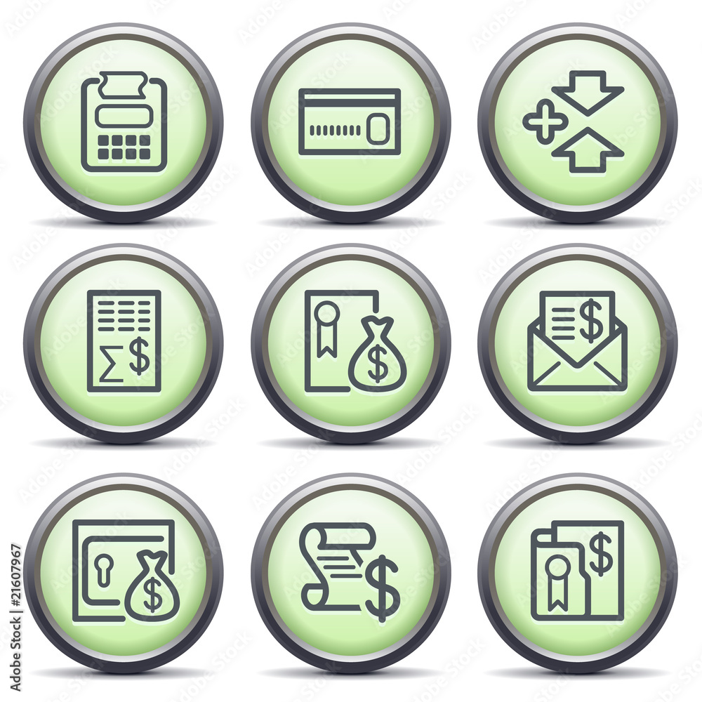 Icons with green buttons 14 Icons with green buttons 14