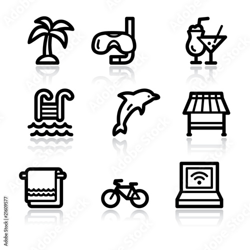Black contour vacation web icons V2