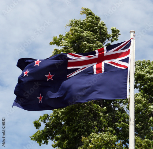 Photo of a New Zealand Flag waving