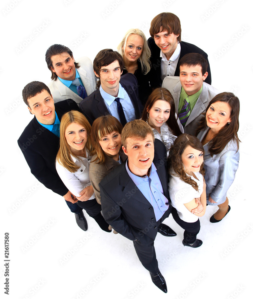 Portrait of smiling business people against white background. Portrait of smiling business people against white background.