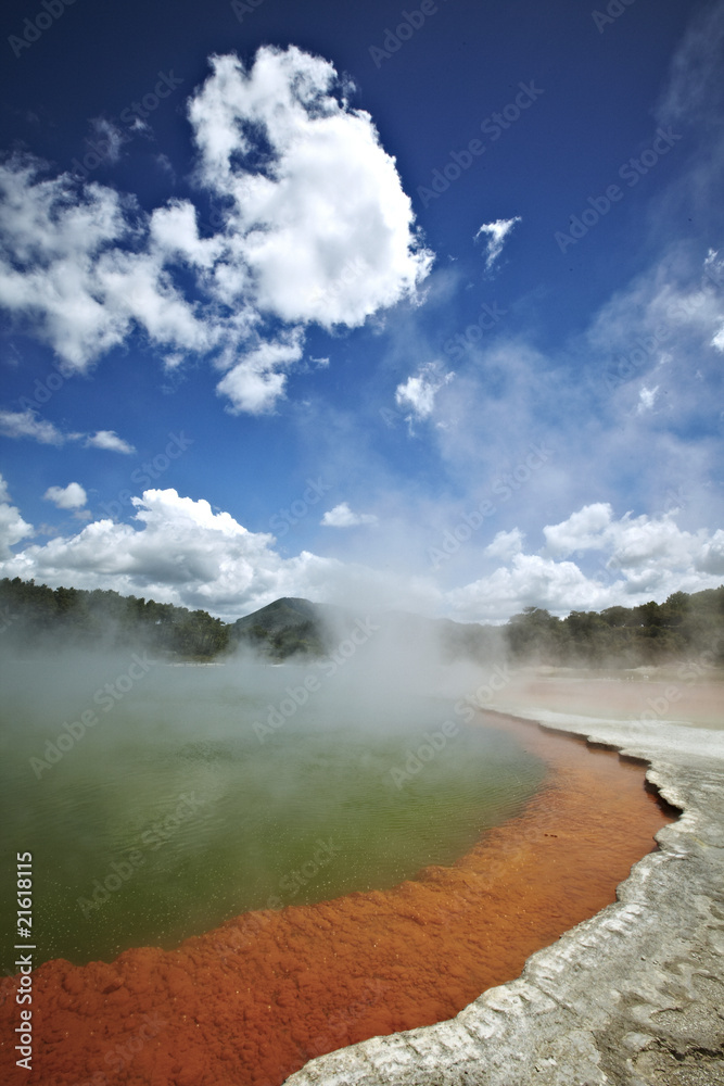 thermal lake in rotoroa, new zealand