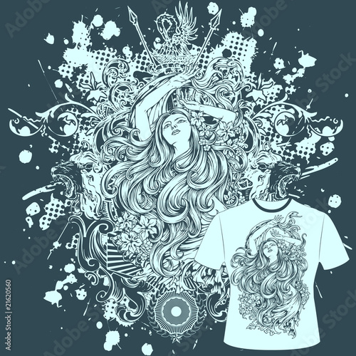 T-Shirt Druck Mädchen Wappen