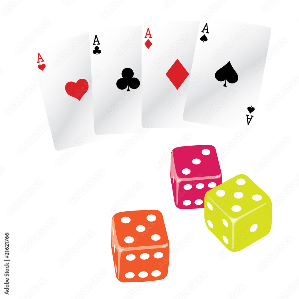 playing cards and cube playing cards and cube