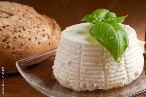 ricotta on dish with bread