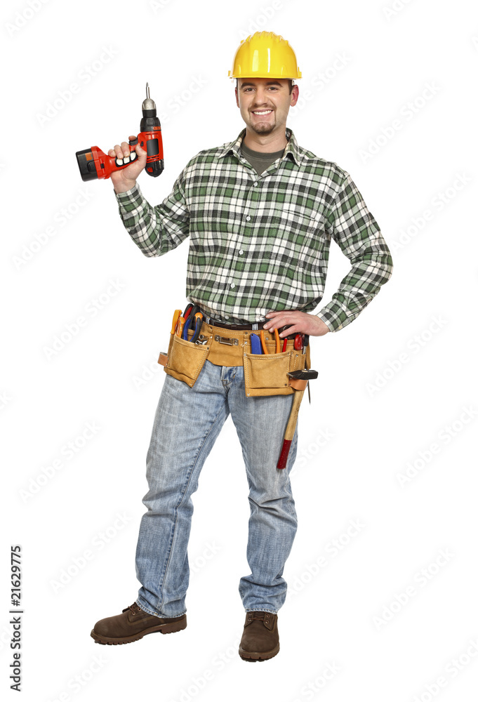 manual worker with drill