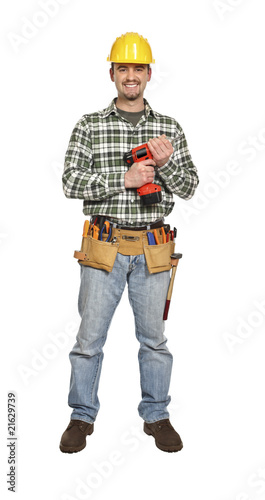 manual worker with drill