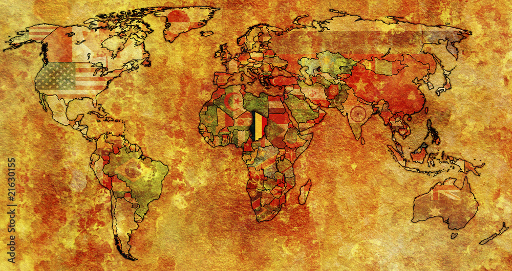 Naklejka premium chad on world map