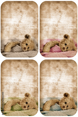 Grunge teddy bear card.