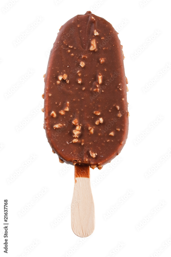 ice cream covered with chocolate and almonds.. ice cream covered with chocolate and almonds..