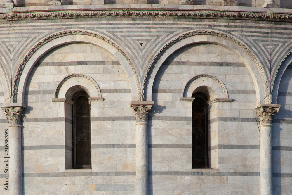 some details of miracoli square monuments in pisa
