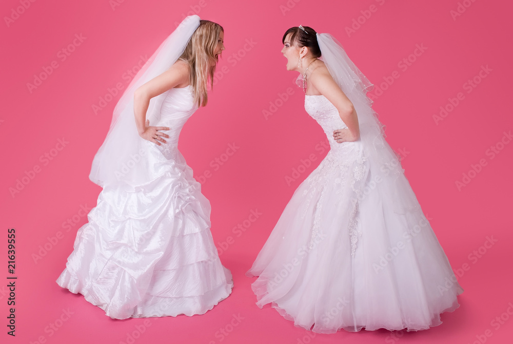 Two brides fight and shout at each other