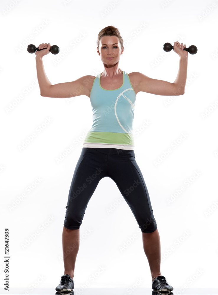 woman doing workout on white isolated background woman doing workout on white isolated background