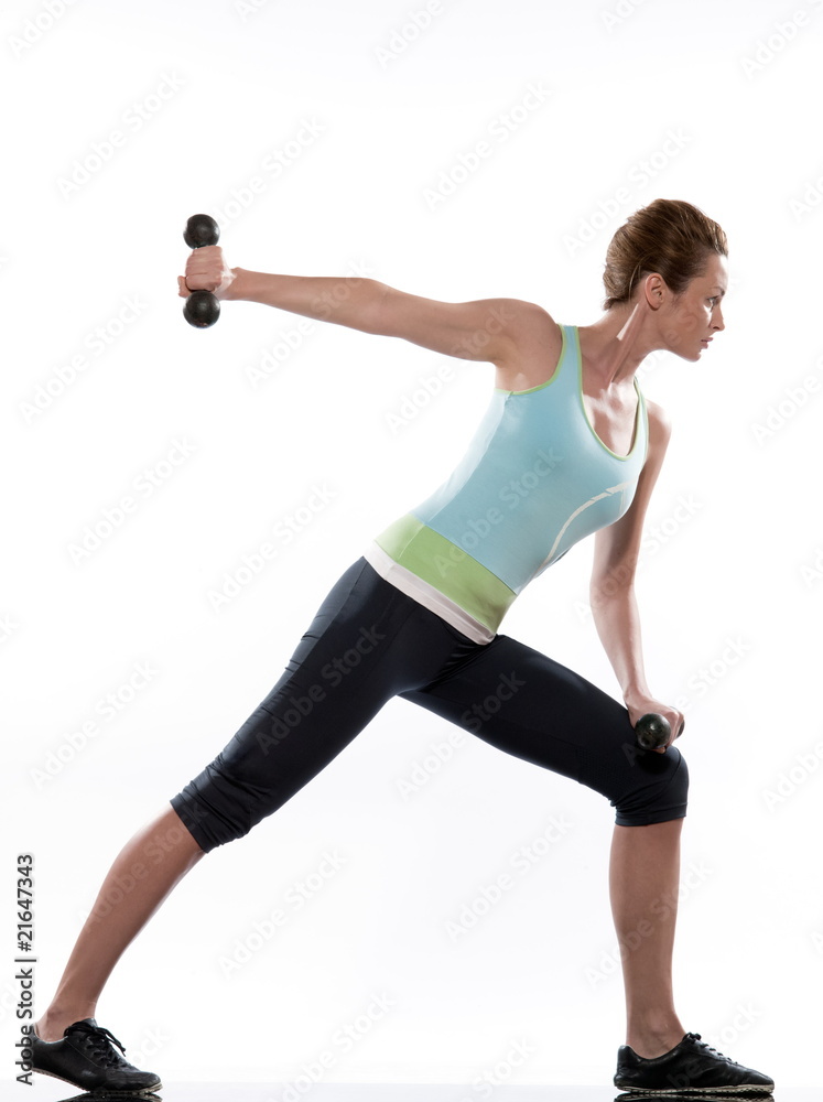 WOman doing workout Lunges.Triceps Extension