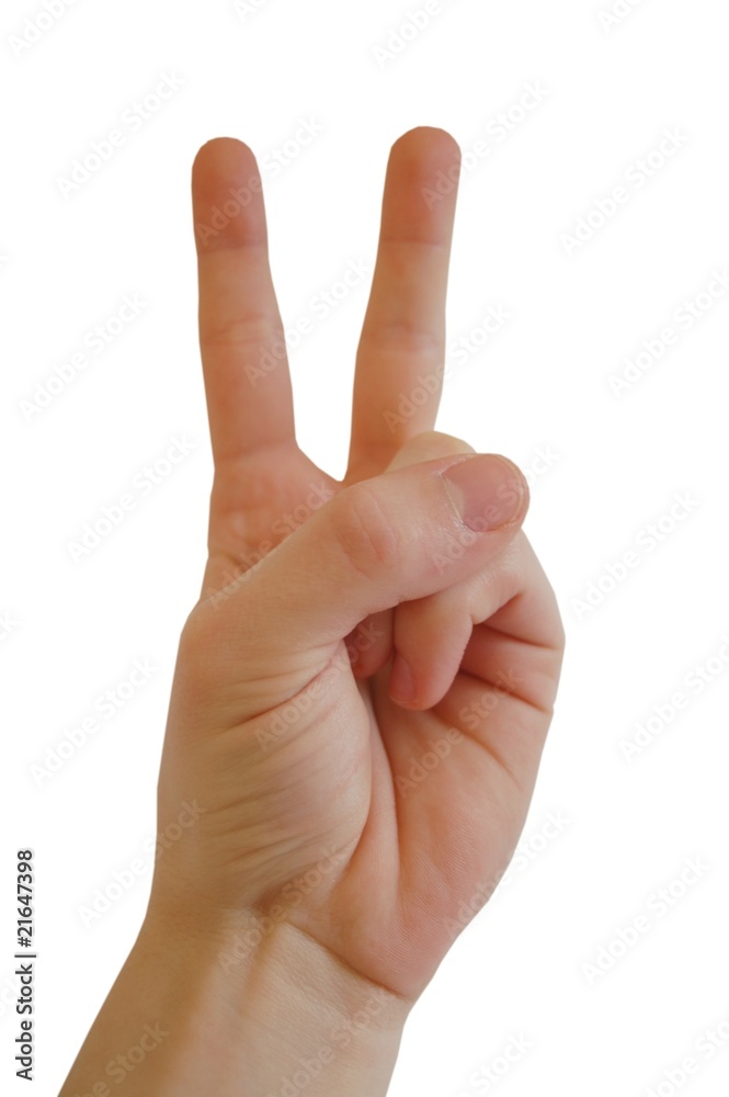 Hand zeigt Hasenohren Hand zeigt Hasenohren