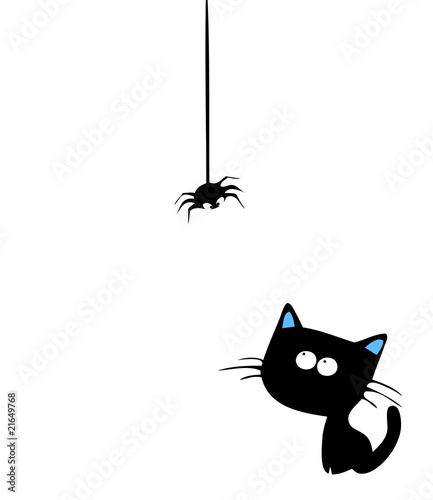 Cat with a spider. Vector