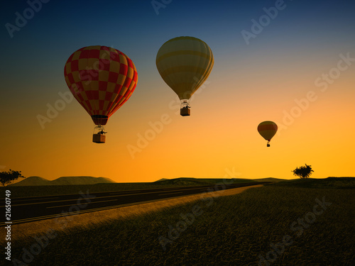 Balloons at sunset
