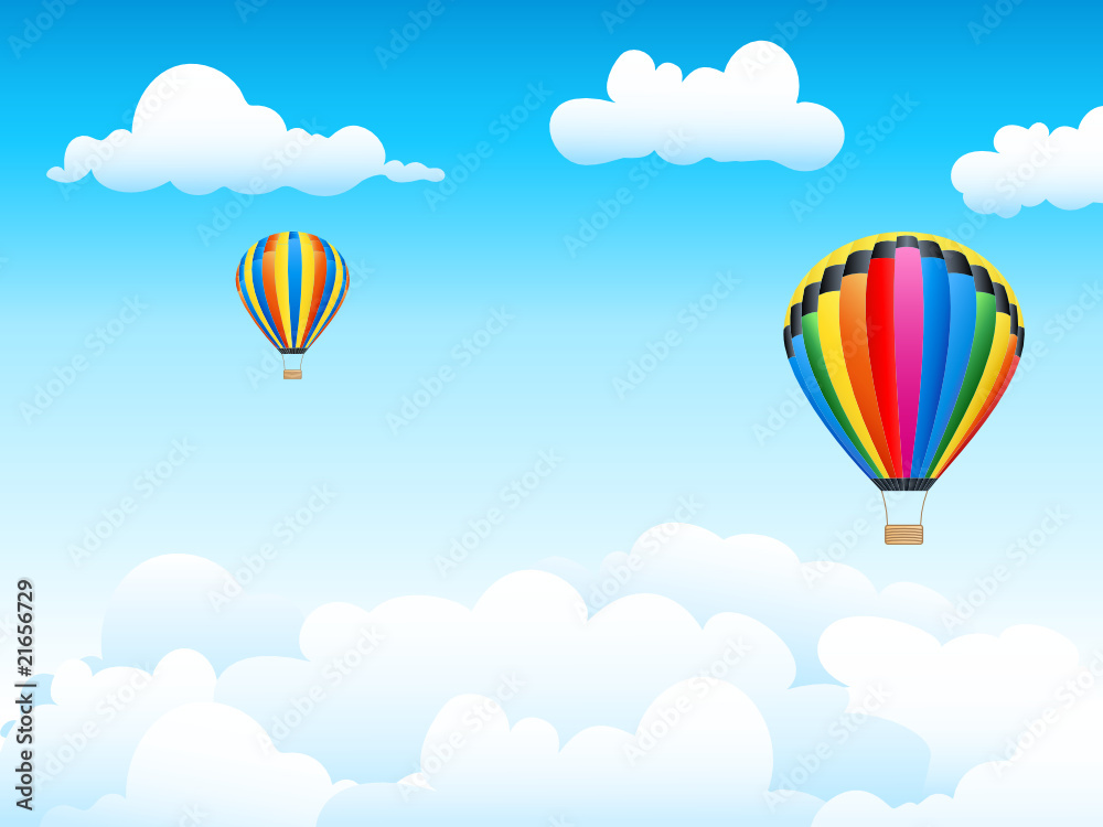 Obraz premium Heißluftballons hoch im Himmel