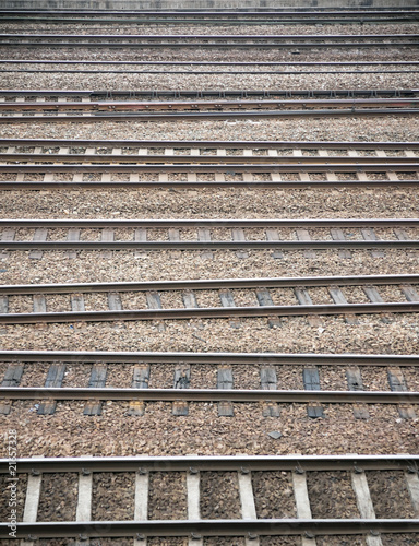 Many railroad tracks