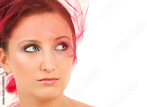 Photos Portrait of teenage girl with yashmak looking up