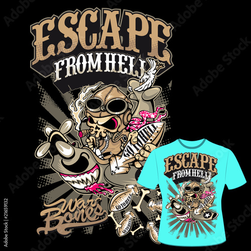 T-Shirt Print Tattoo stil Skull