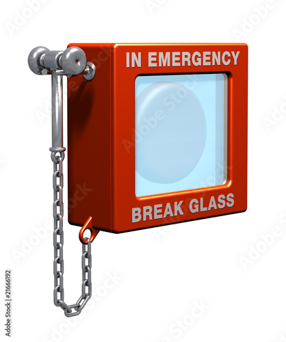 Fire alarm with hammer and chain