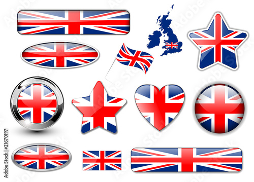 England, United Kingdom flag buttons great collection