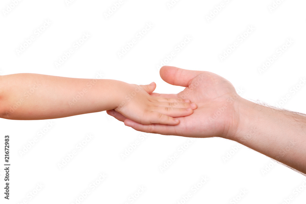 Hand shake of the child and father