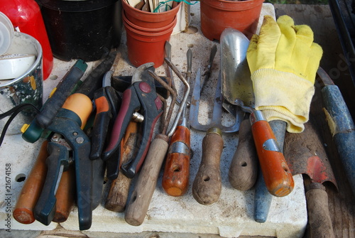 Pile of small gardening tools equipment