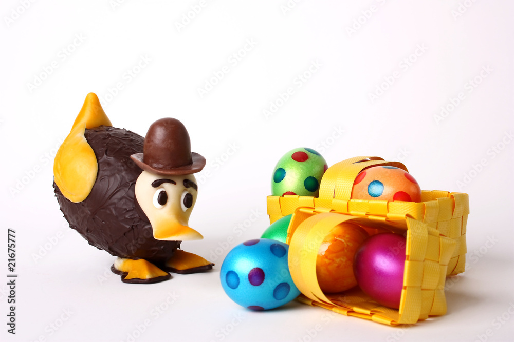 Fototapeta premium ente mit osterkörbchen