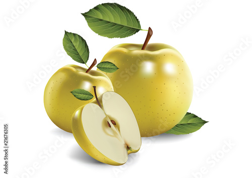 yellow apples on a white background