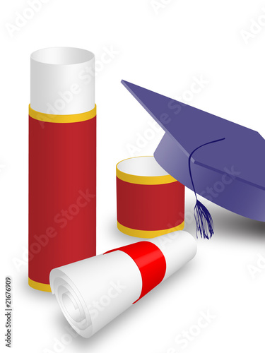 University diploma and graduation hat