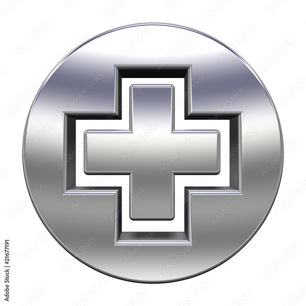 Fototapeta premium Silver circle with cross isolated on white