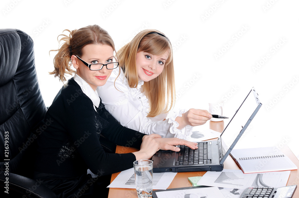 team of young business women