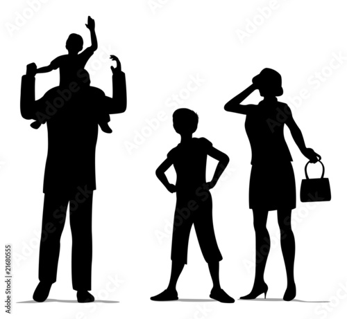 family of four silhouette vector