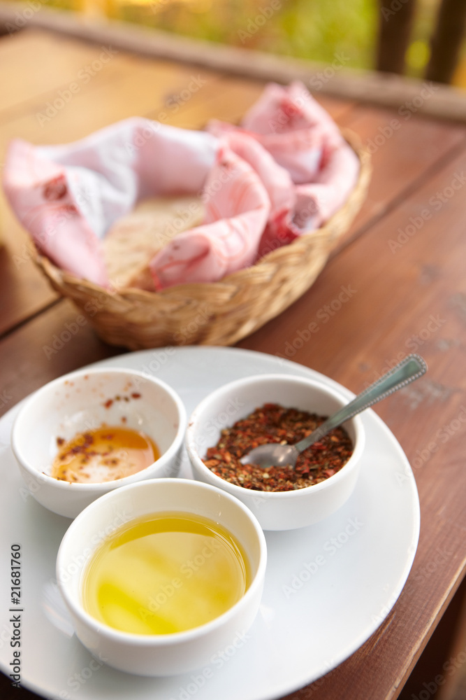 Condiments and bread Condiments and bread
