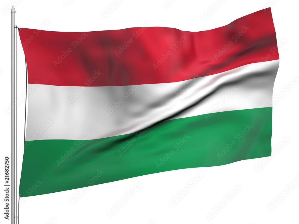 Flying Flag of Hungary - All Countries