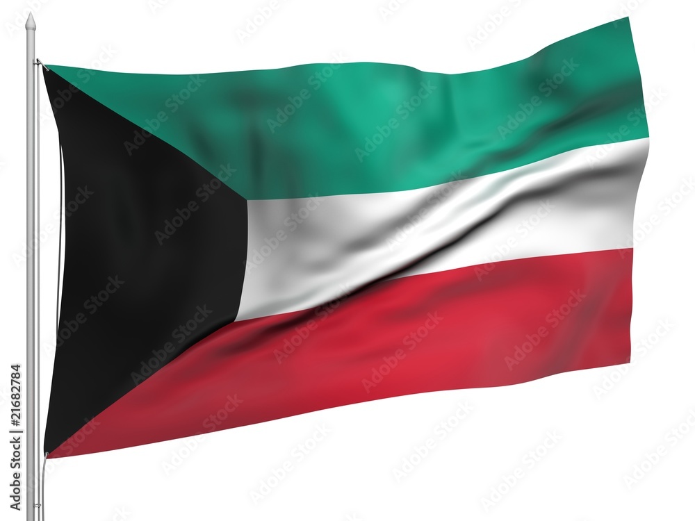 Flying Flag of Kuwait - All Countries