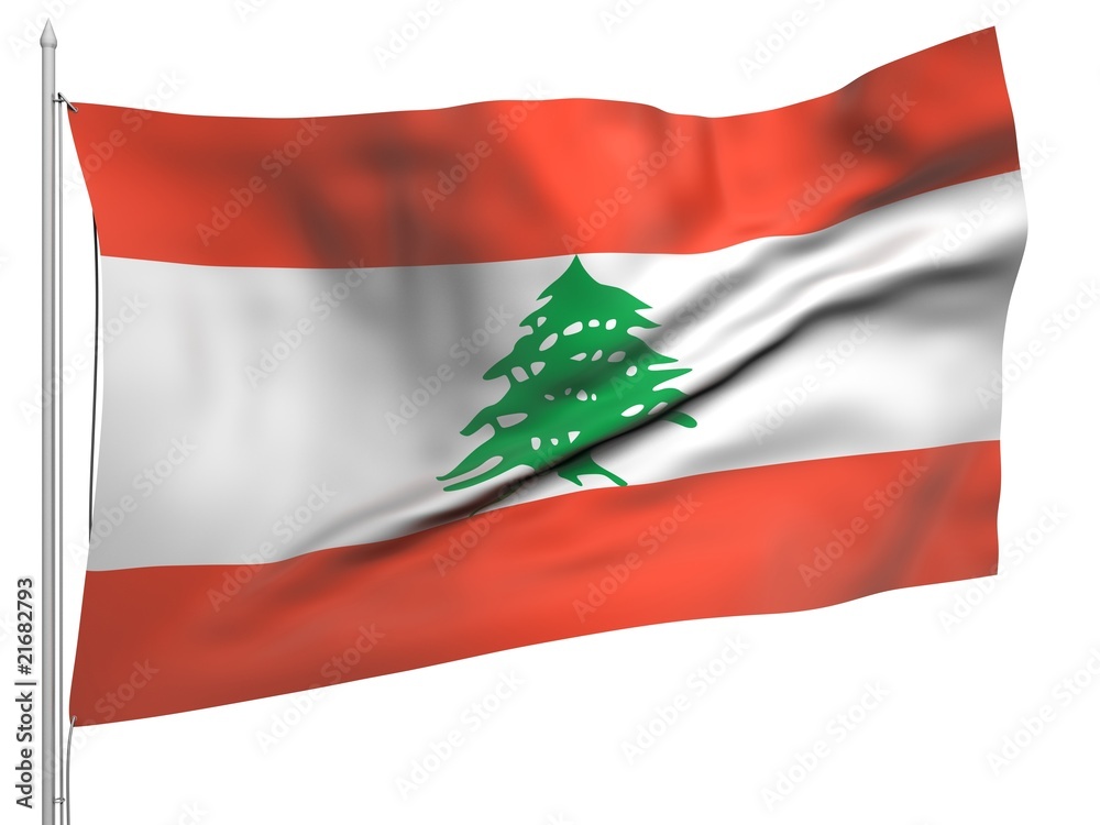 Fototapeta premium Flying Flag of Lebanon - All Countries